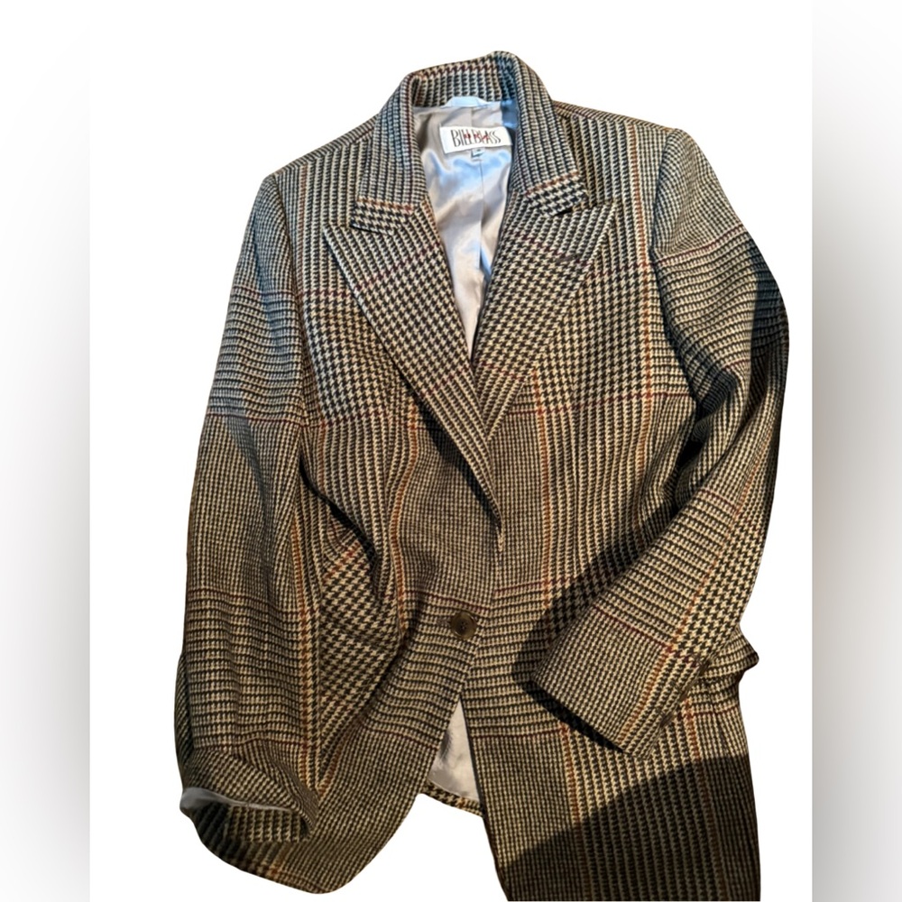 Bill Blass Black and White Plaid Blazer